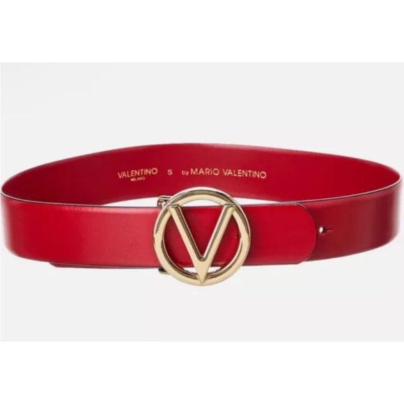 Valentino by Mario Valentino Women'sLogo Leather Belt Size XS